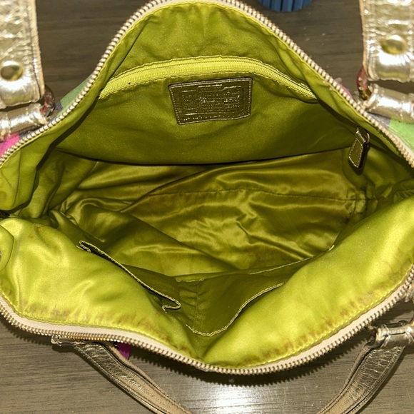 COACH 19021 POPPY LEGACY STRIPE GLAM TOTE Shoulder Bag Sequins Multicolor - Picture 8 of 8